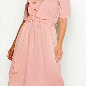 Elegant Pink Wrap Dress